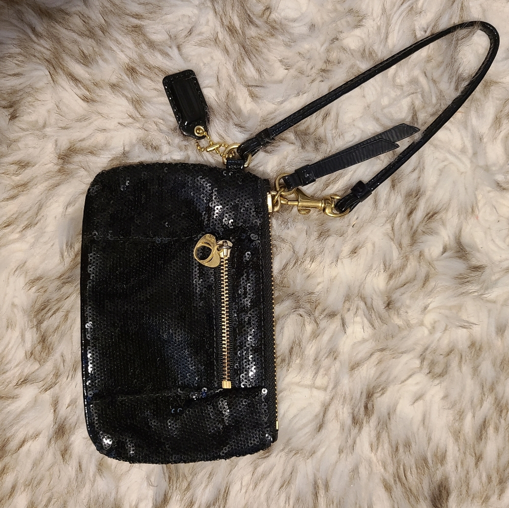 Coach Black Sequin Clutch